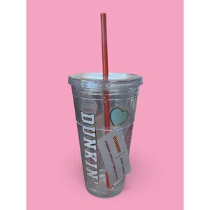 DUNKIN x Stoney Clover Lane Clear 24 oz Tumbler Cup w/ Straw NEW NWT